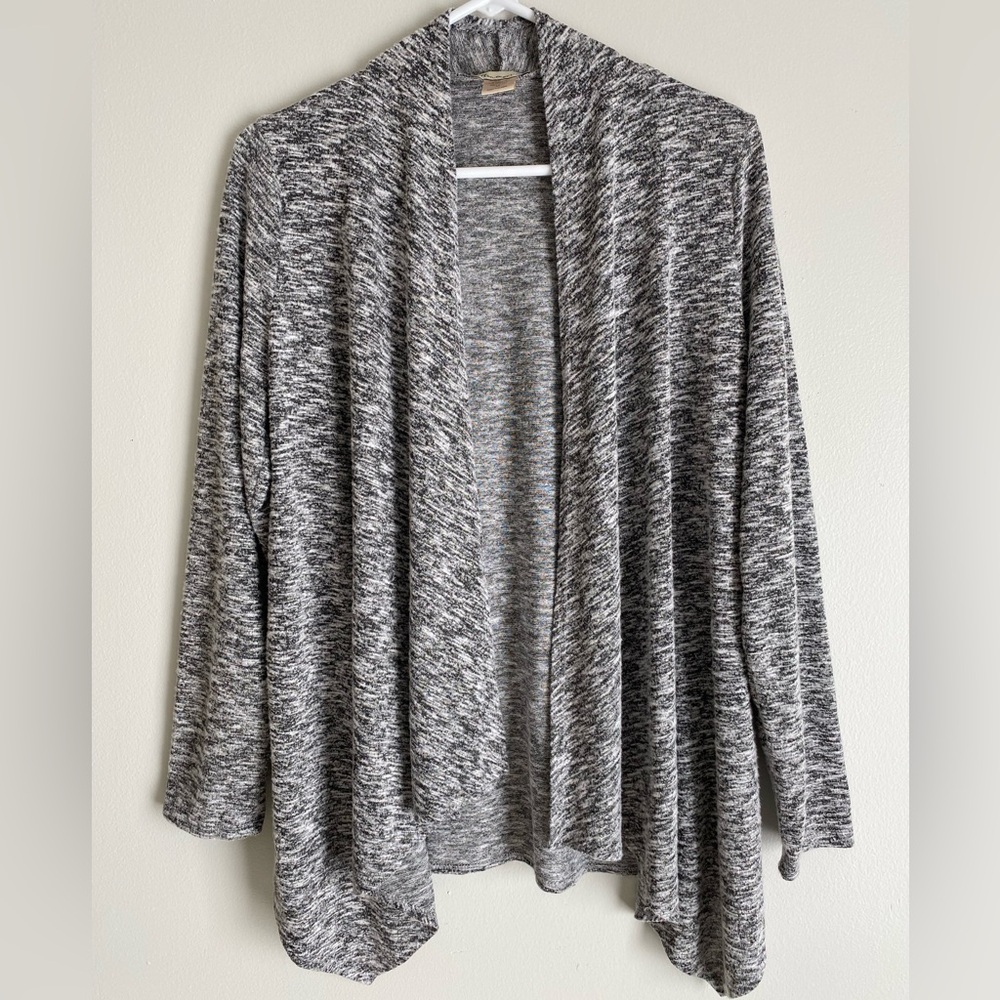 Cotton Emporium Gray Marled Open-Front Cardigan